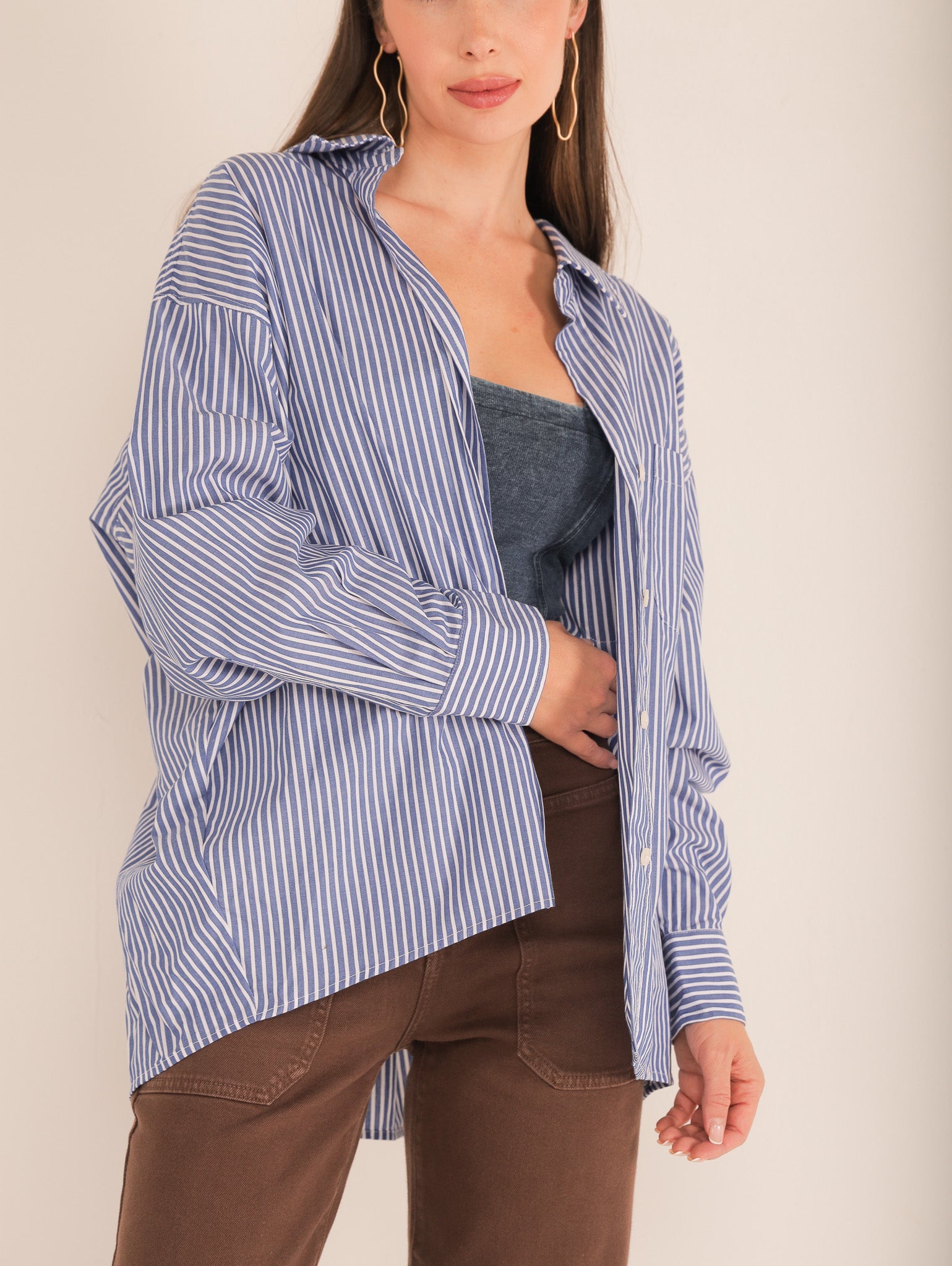 Molly Green - Aisha Striped Button Up - Casual_Tops